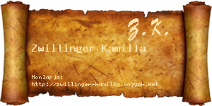 Zwillinger Kamilla névjegykártya